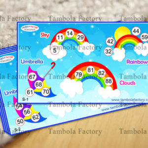 Umbrella Sky Rainbow Clouds Monsoon Theme Tambola Housie Game Ticket